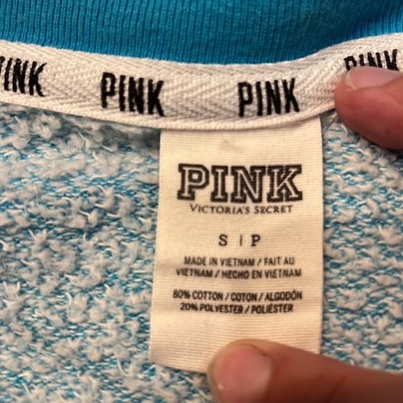 Cozy Blue Over-Sized V-Neck PINK Sweatshirt - Picture 6 of 6